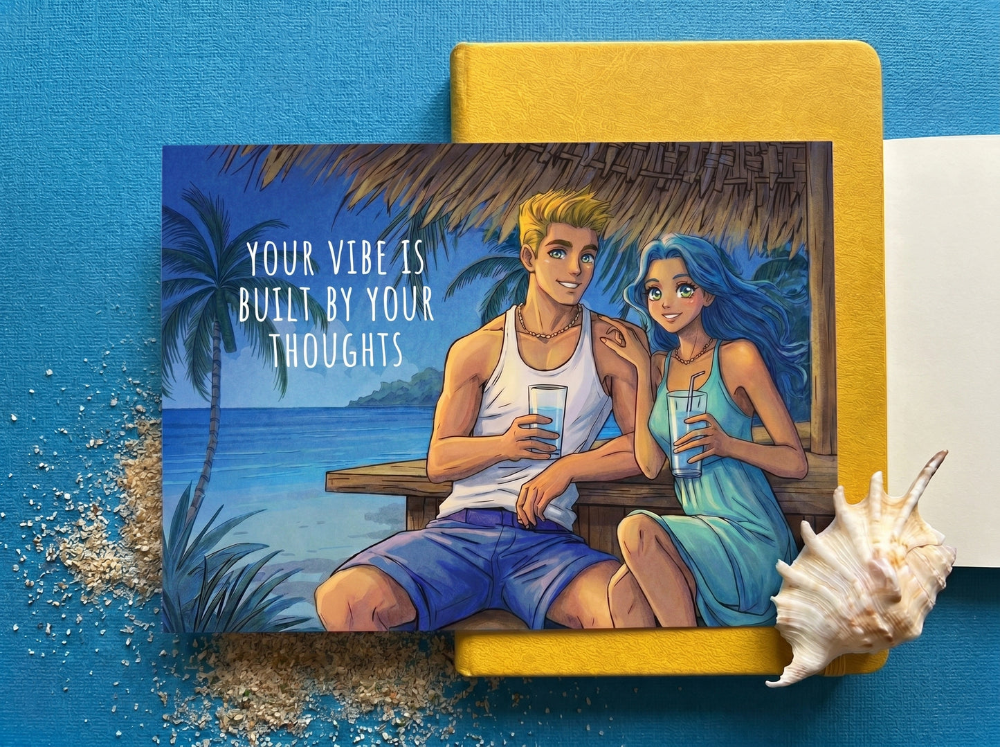 Your Vibe Is Built by Your Thoughts - Motivational Quote Art Postcard
