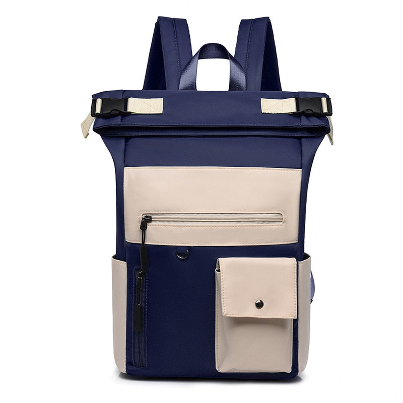 Patchwork Large Capacity Rolltop Women's Backpack