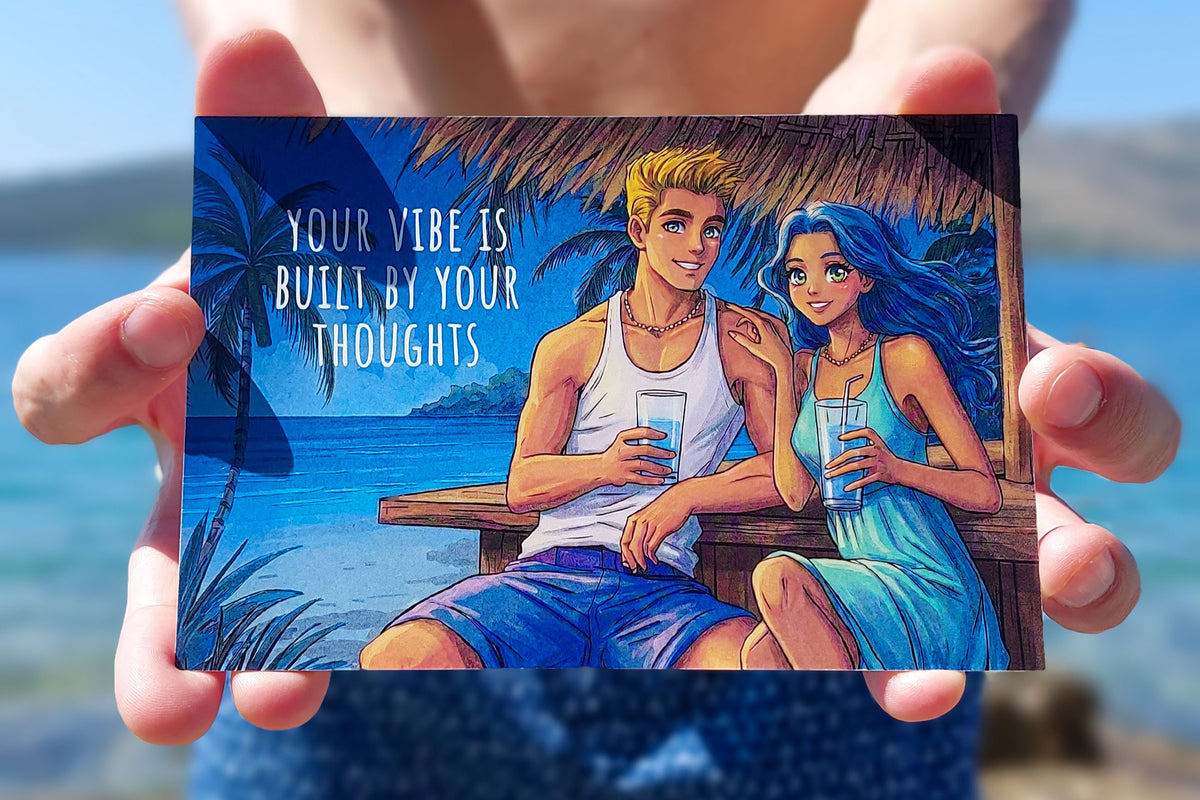 Your Vibe Is Built by Your Thoughts - Motivational Quote Art Postcard
