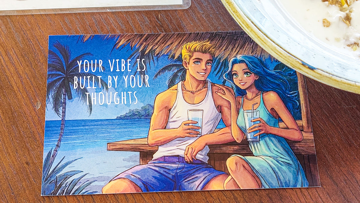 Your Vibe Is Built by Your Thoughts - Motivational Quote Art Postcard