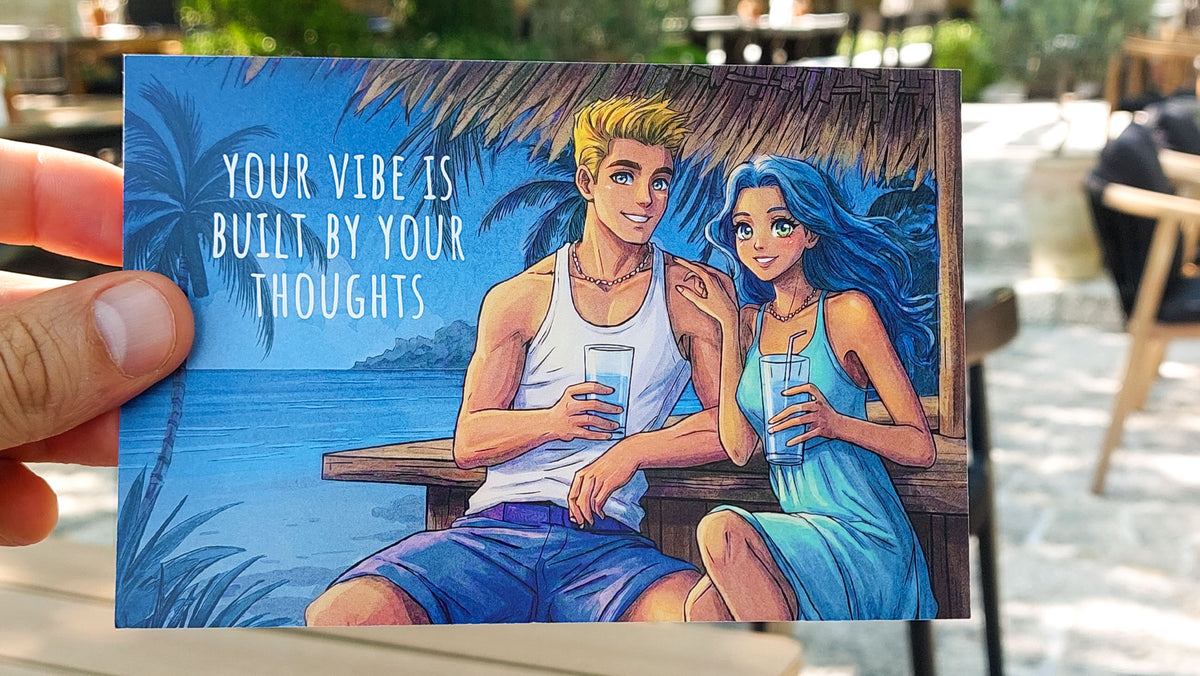 Your Vibe Is Built by Your Thoughts - Motivational Quote Art Postcard