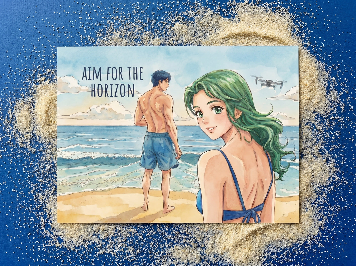 Aim For The Horizon – Motivational Quote Art Postcard