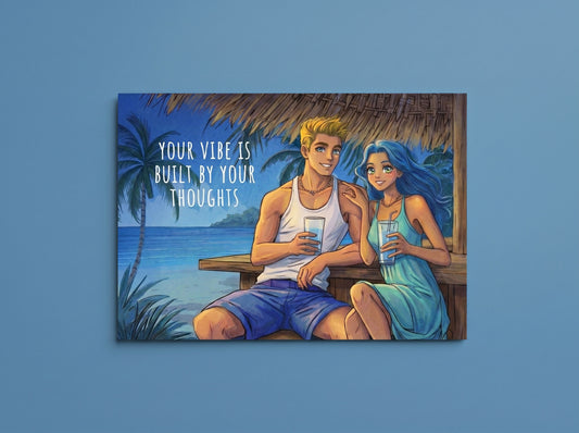 Your Vibe Is Built by Your Thoughts - Motivational Quote Art Postcard