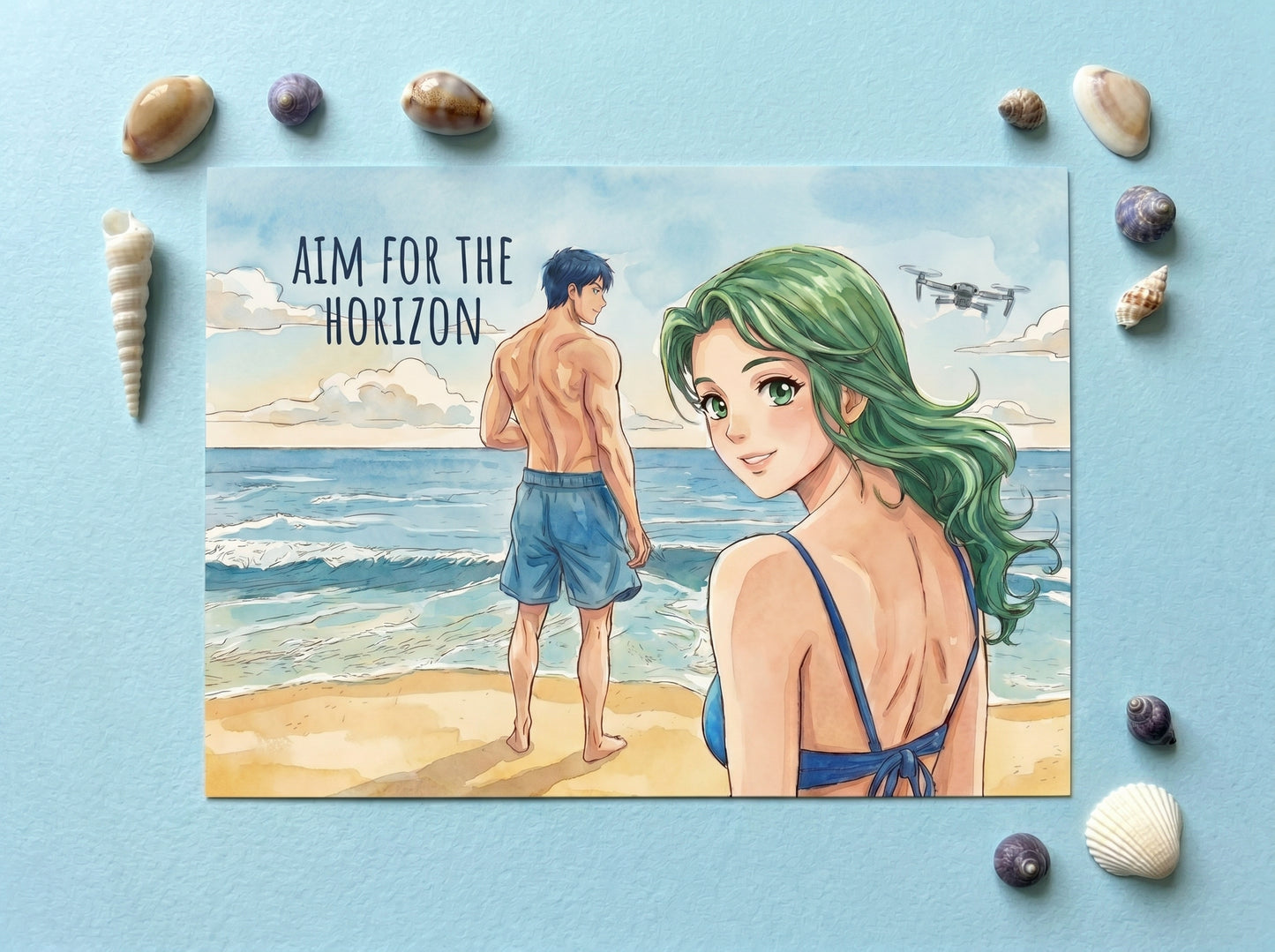 Aim For The Horizon – Motivational Quote Art Postcard