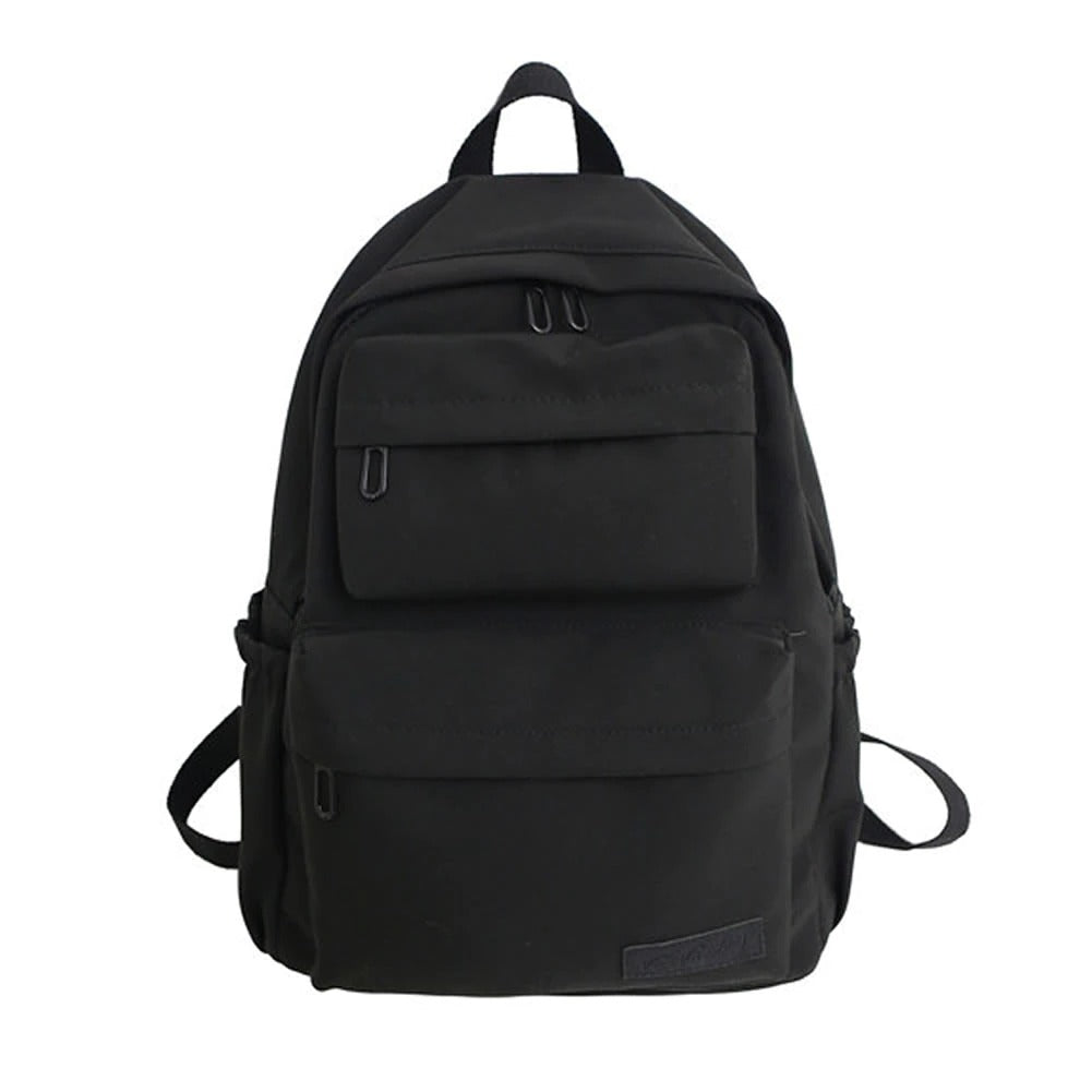This is a black solid color multi layer casual with large capacity and travel backpack for men and women from Jadenbree Store