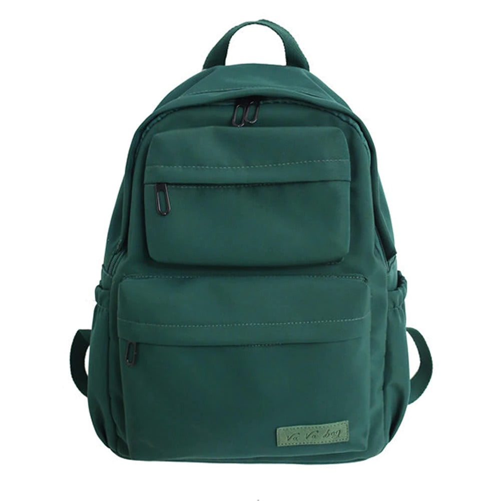This is a green solid color multi layer casual with large capacity and travel backpack for men and women from Jadenbree Store