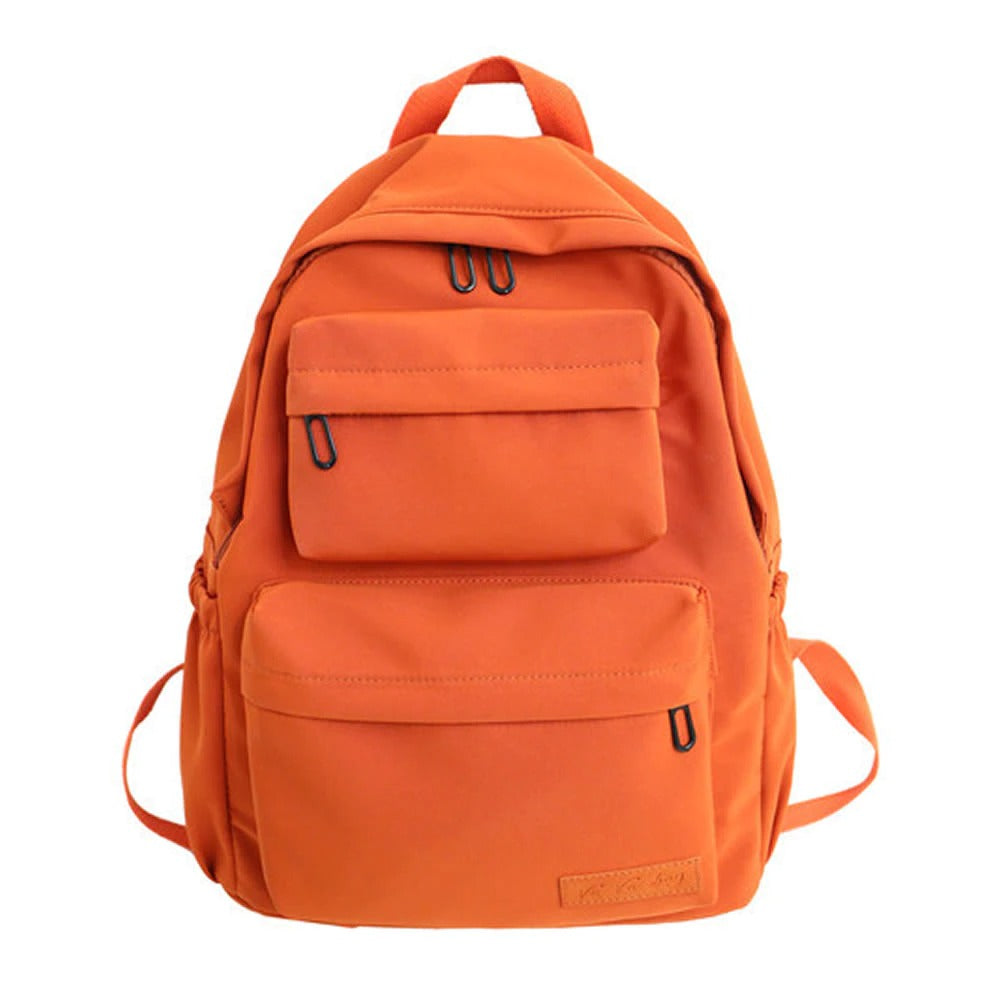 This is an orange solid color multi layer casual with large capacity and travel backpack for men and women from Jadenbree Store