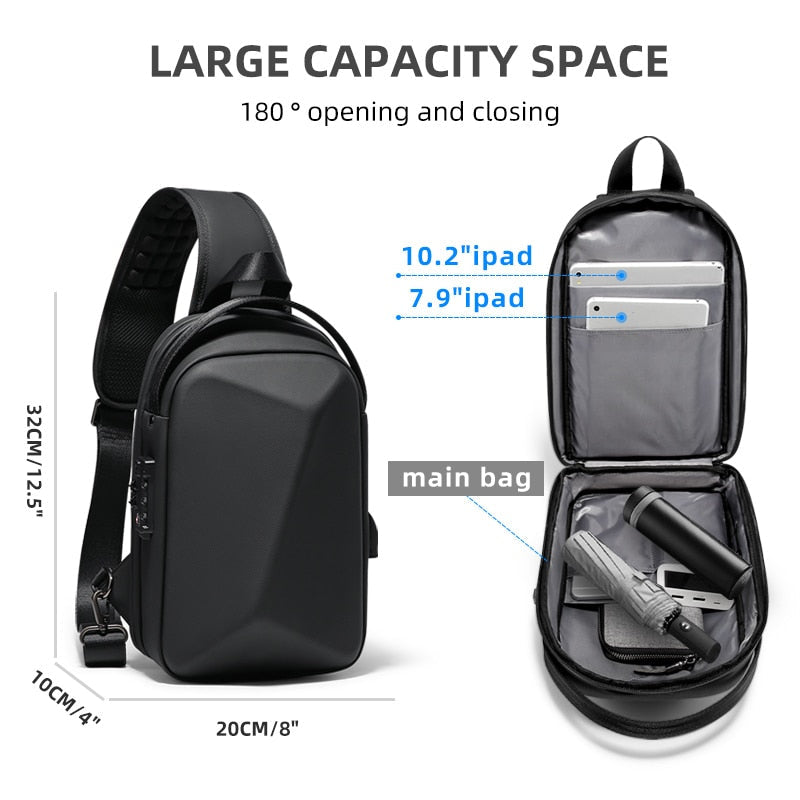 Hard Shell Anti-Theft Waterproof Men's Shoulder Bag