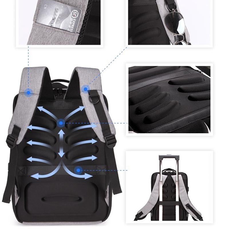 IKE MARTI Multifunctional Men's Anti Theft Laptop Backpack