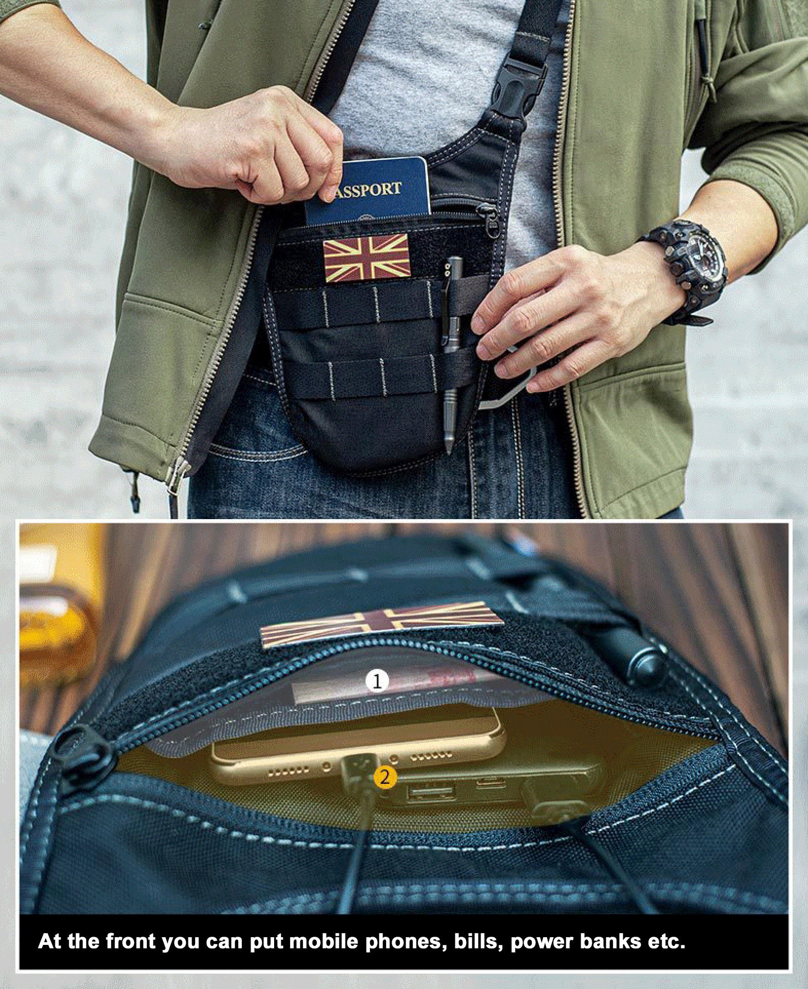 VADOO Sling Bag - Anti-theft Crossbody Shoulder Bag for Men and Women